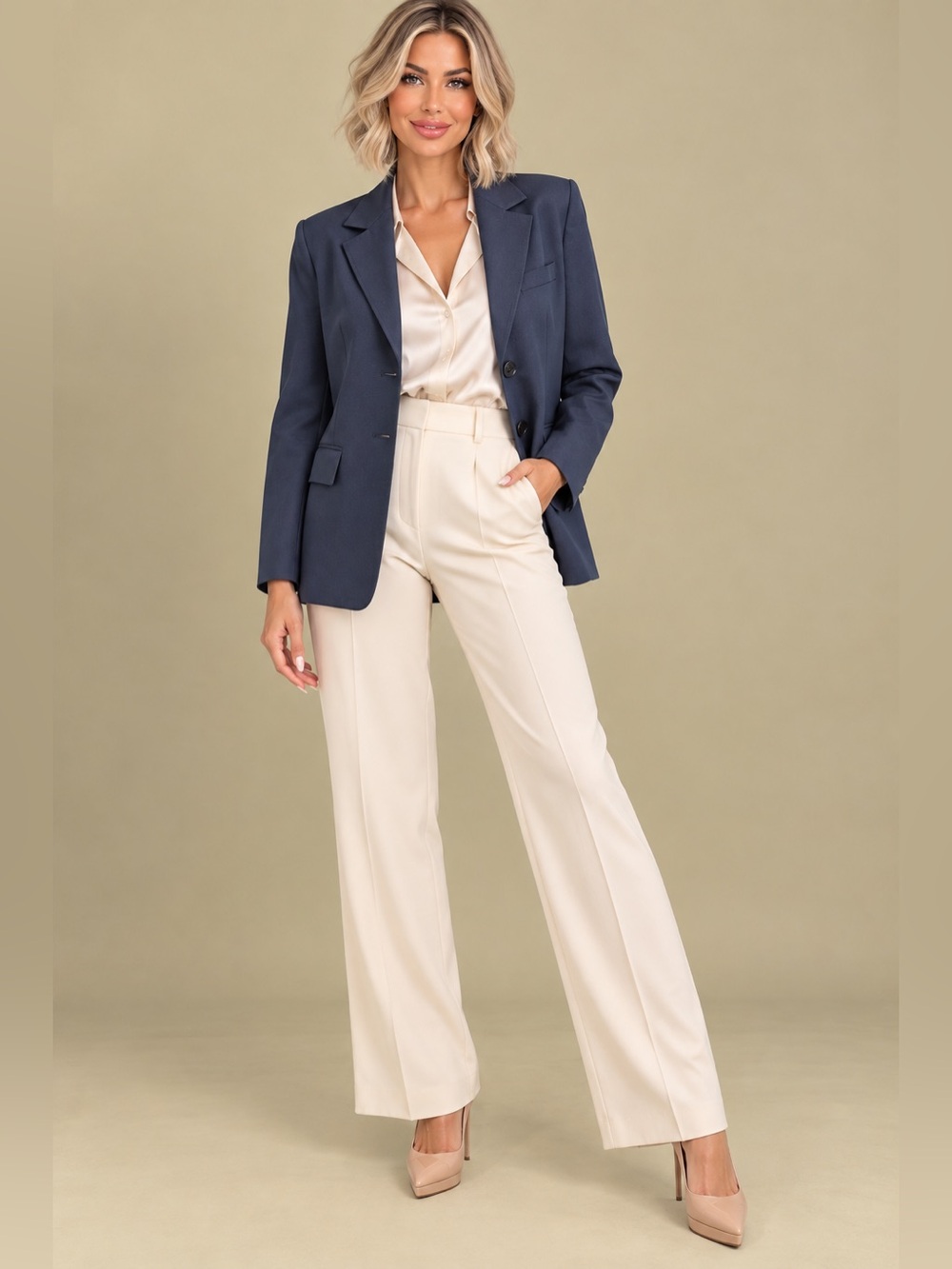 Lafayette 148 New York Navy Textured Blazer Jacket Size 10